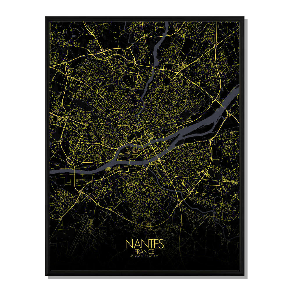 - Affiche Nantes Carte Nuit 40x50