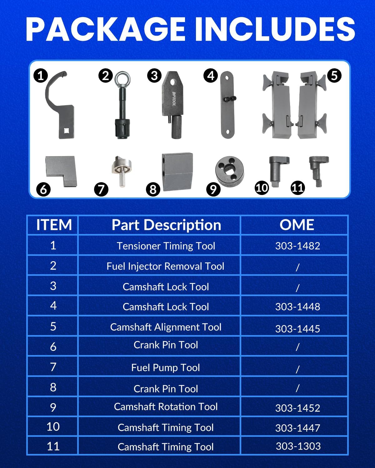 Camshaft Alignment Timing Tool Kit for Land Rover Jaguar Discovry 4 Rang Rover Sport V8 5.0L V6 3.0L Engine Timing Tool Set with Fuel Pump/Injector Tool Replace 303-1482 303-1445 303-1448 303-1452