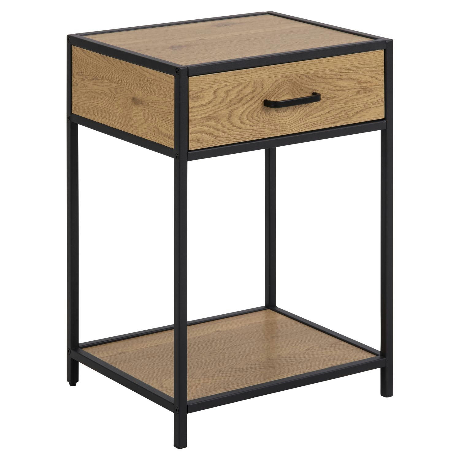 SIREINE - Table de chevet ou d'appoint 1 étagère et un tiroir en mdf et métal