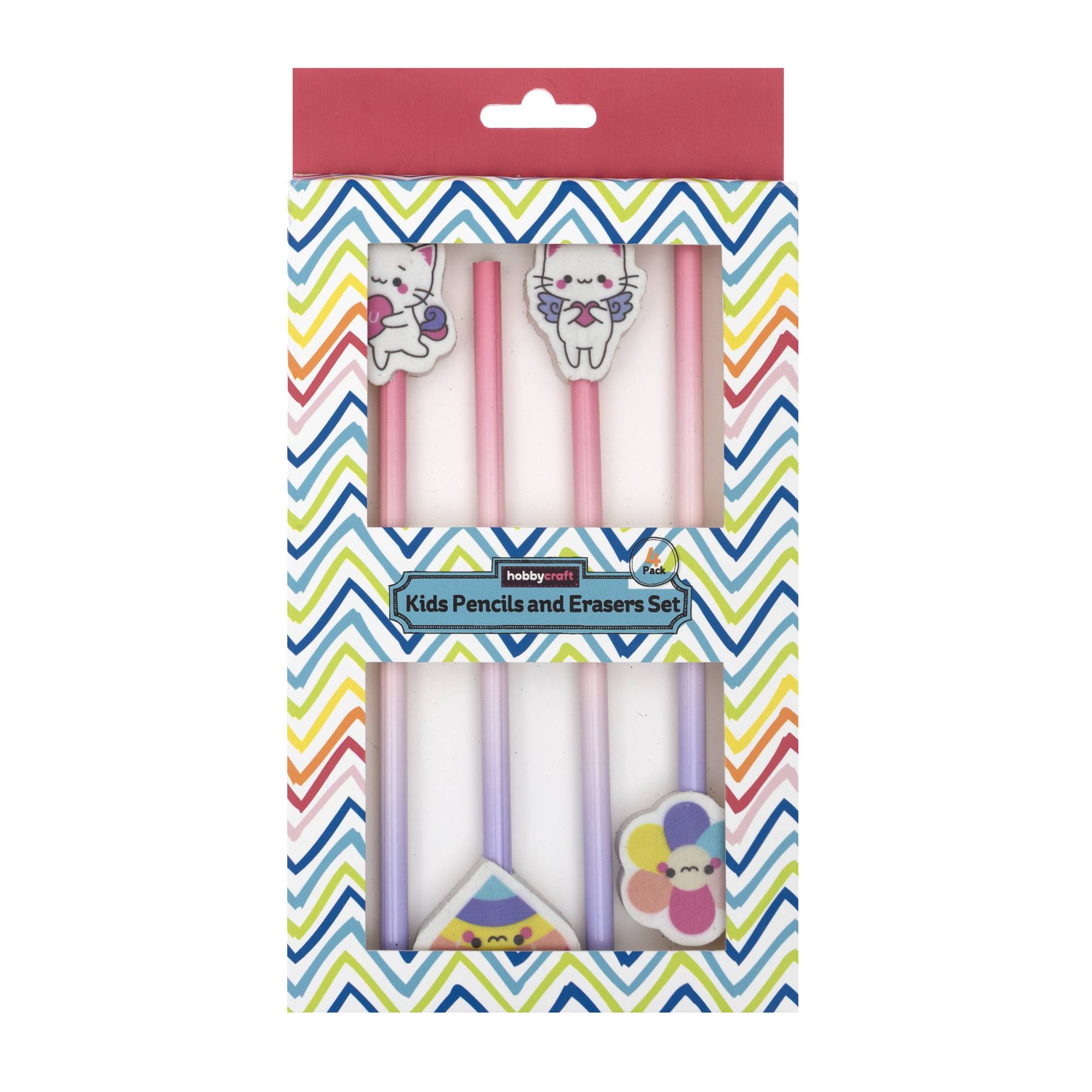 Pastel Pencil and Eraser Set 4 Pack