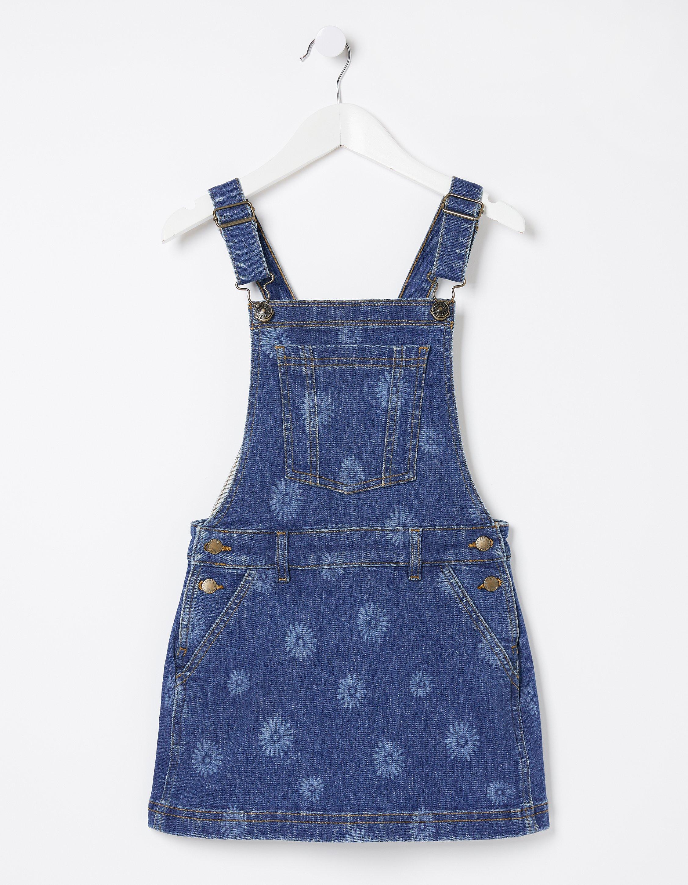 Laser Print Denim Pinafore Dress