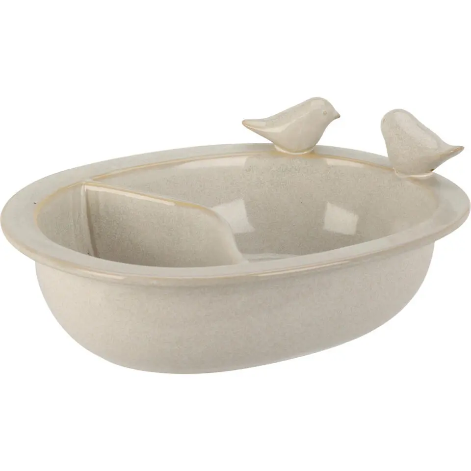Pro Garden Vogelbad/voederschaal - wit - keramiek -D20 x H8 cm