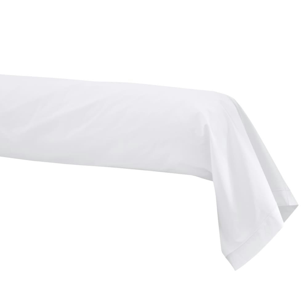 PERCALE - Taie de traversin unie en percale de coton blanc 86x190cm