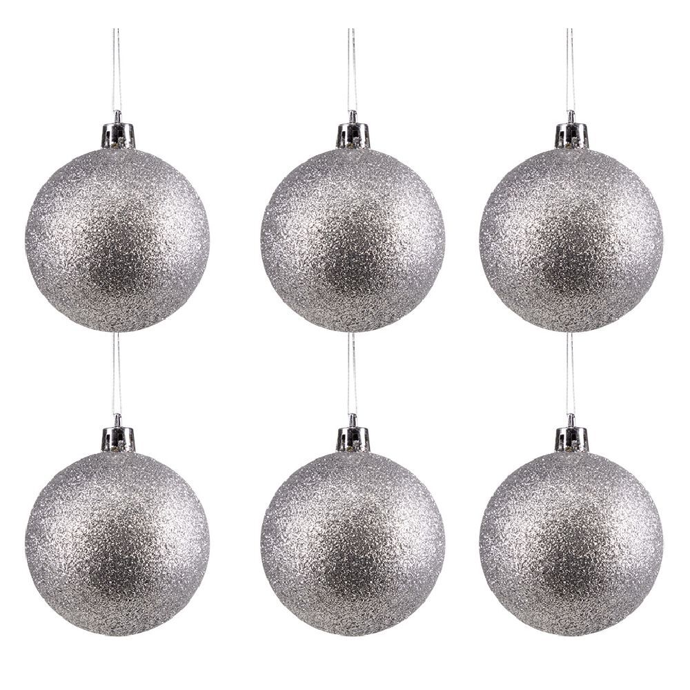 Boule de No&euml;l pailletée argentée Ø6cm x6