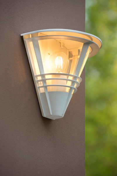 Kinkiet zewnętrznybiały transparentny LIVIA 1xE27x20W IP44 Lucide