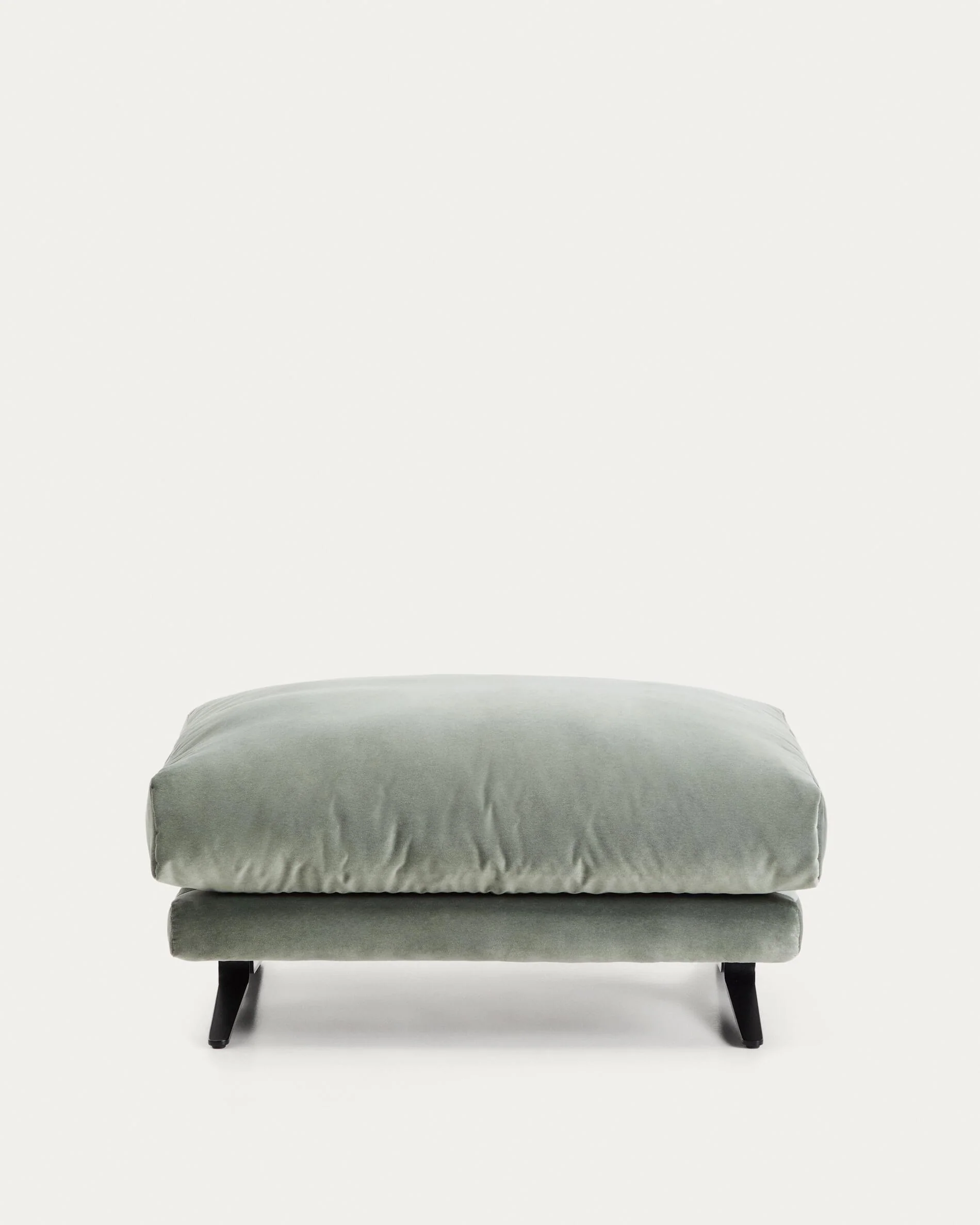 Veliro footrest in green velvet with steel legs with black finish 85 x 90 cm FSC Mix Credit