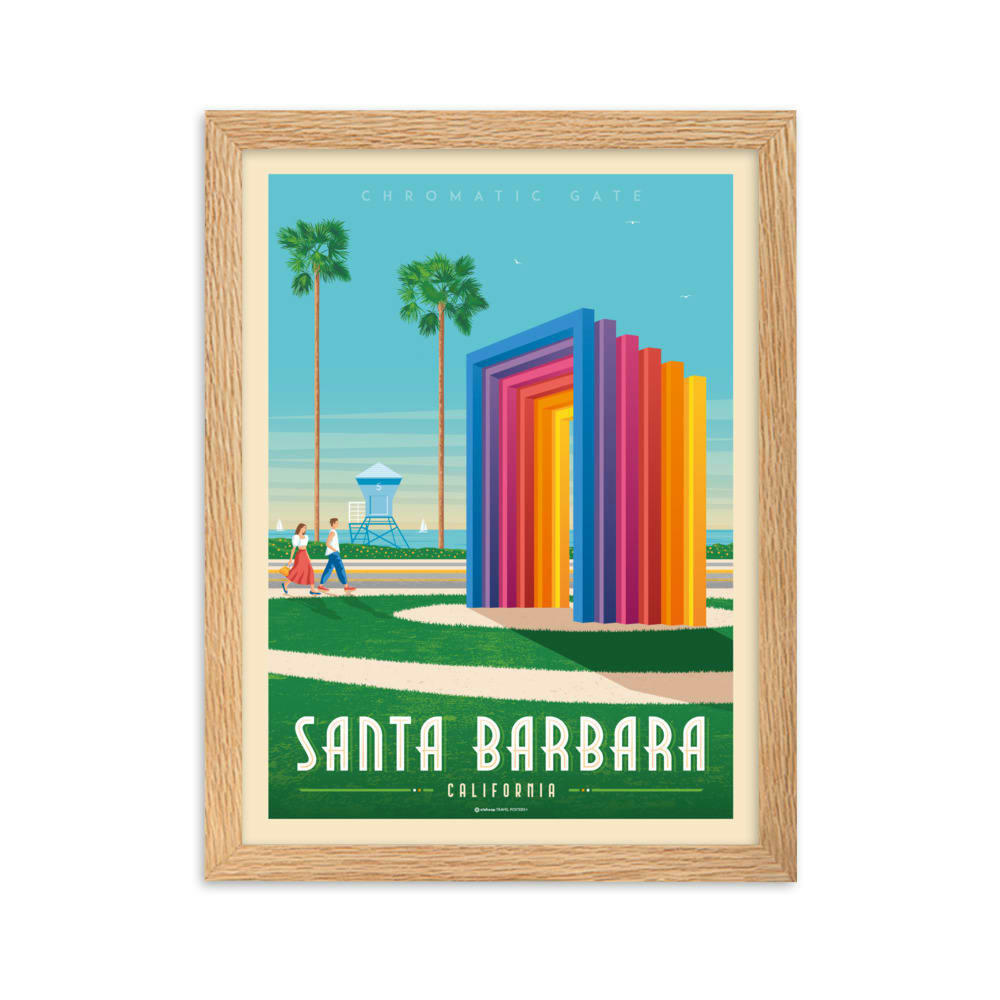 - Affiche Santa Barbara Californie avec Cadre (Bois) 21x29,7 cm