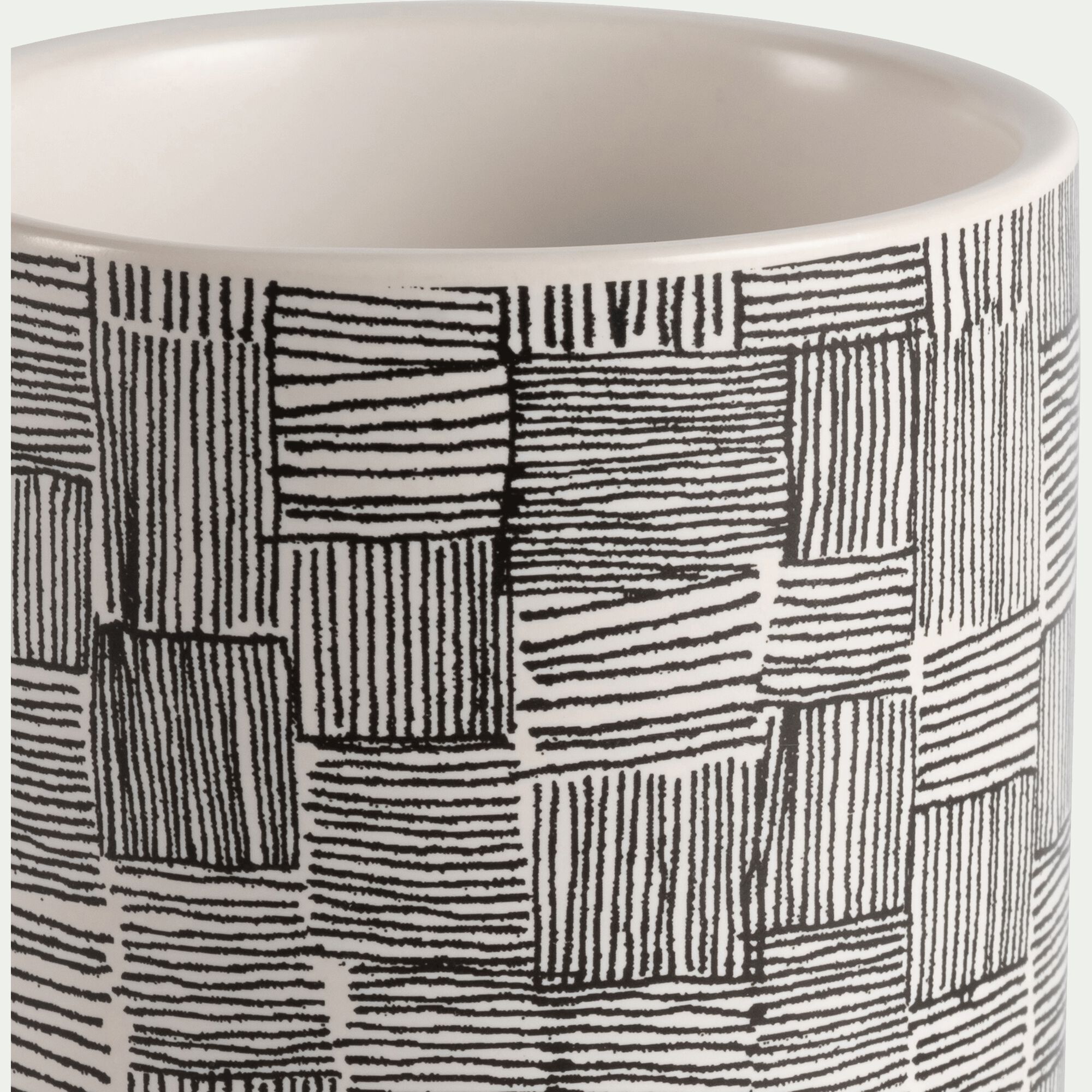 KOS - Vase en grès motif Canisse - blanc et noir H7,5cm