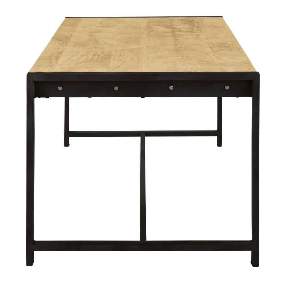 Factory - Table à manger en bois de manguier et métal noir 8 personnes L180