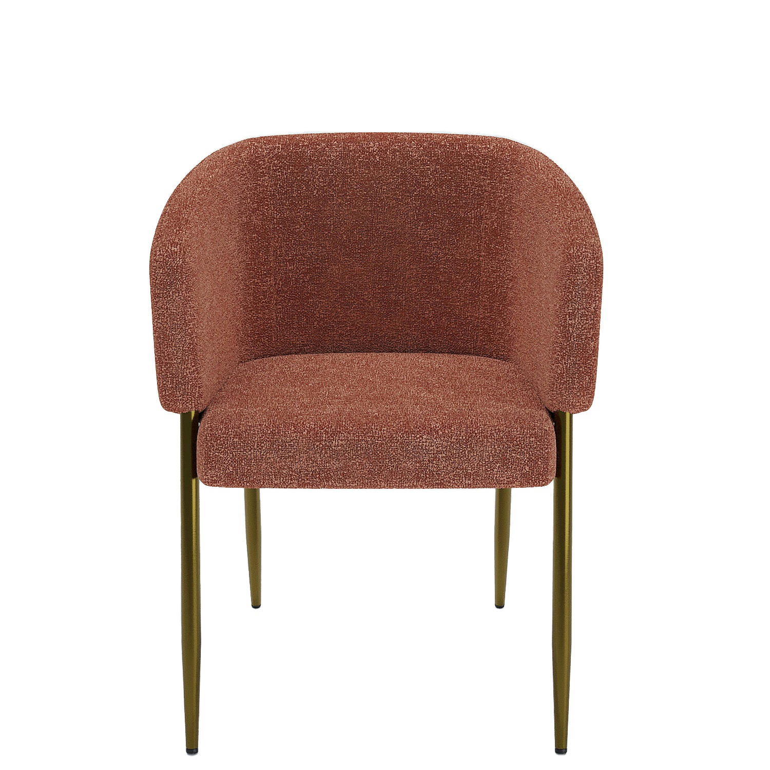 BASILE - Fauteuil de salle à manger bouclette couleur brique