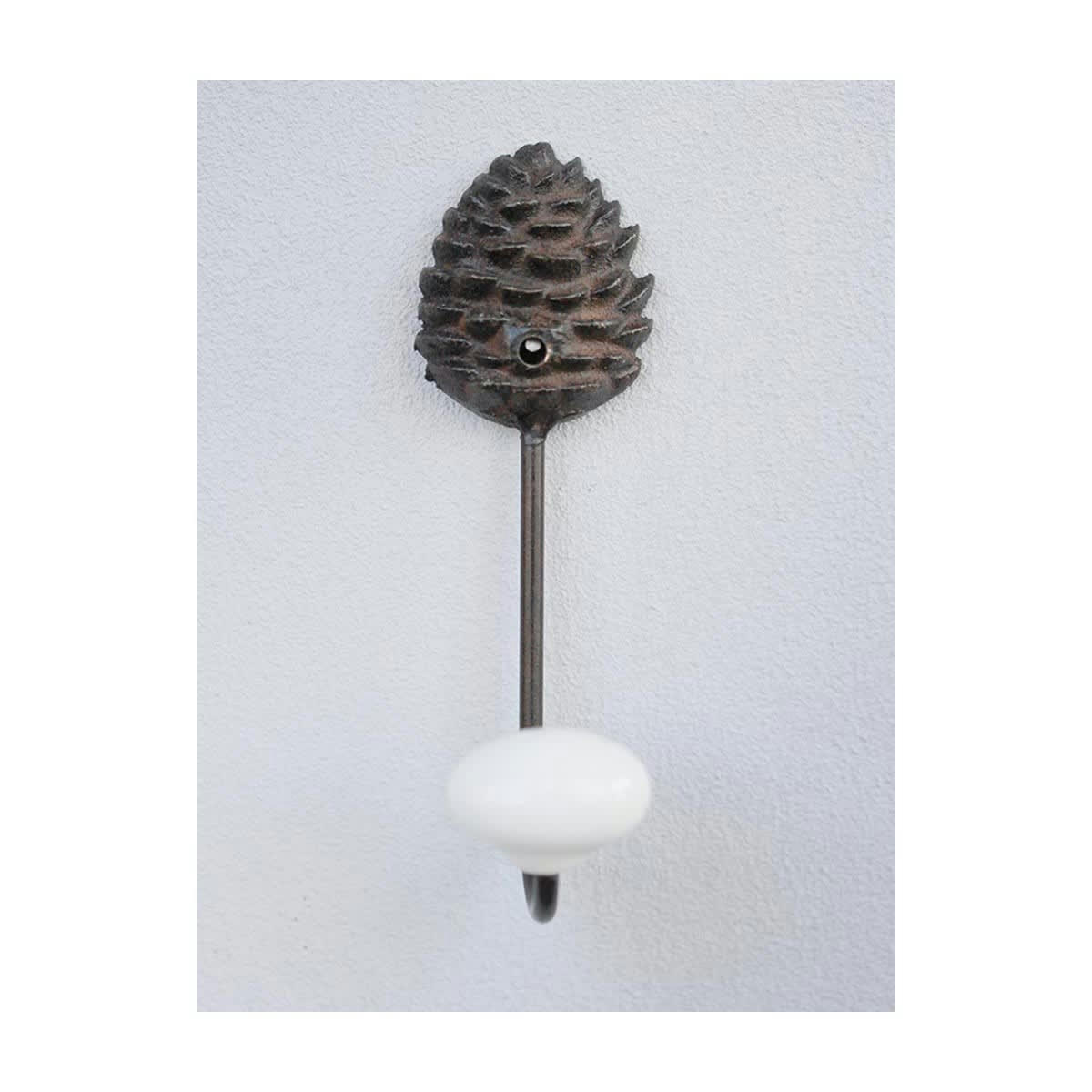 POMME DE PIN - Patère crochet en métal marron et céramique