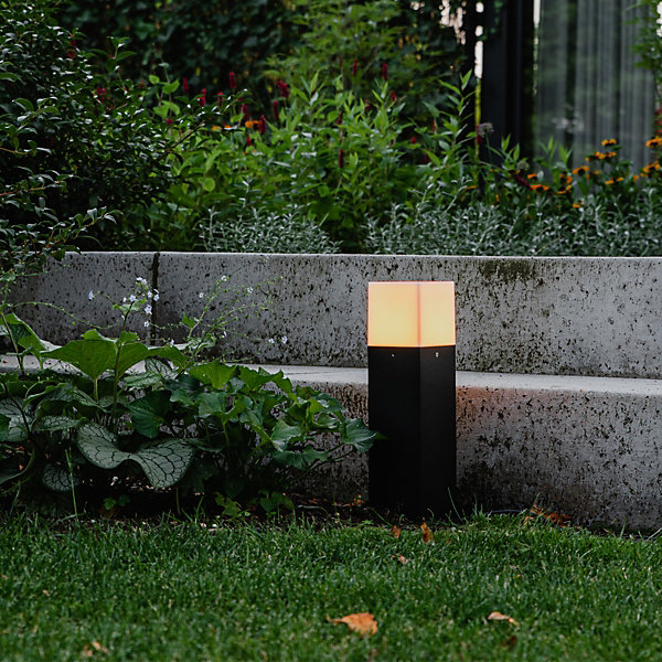 Lampe d'extérieur sur pied noire avec opale blanche 30 cm - Denmark