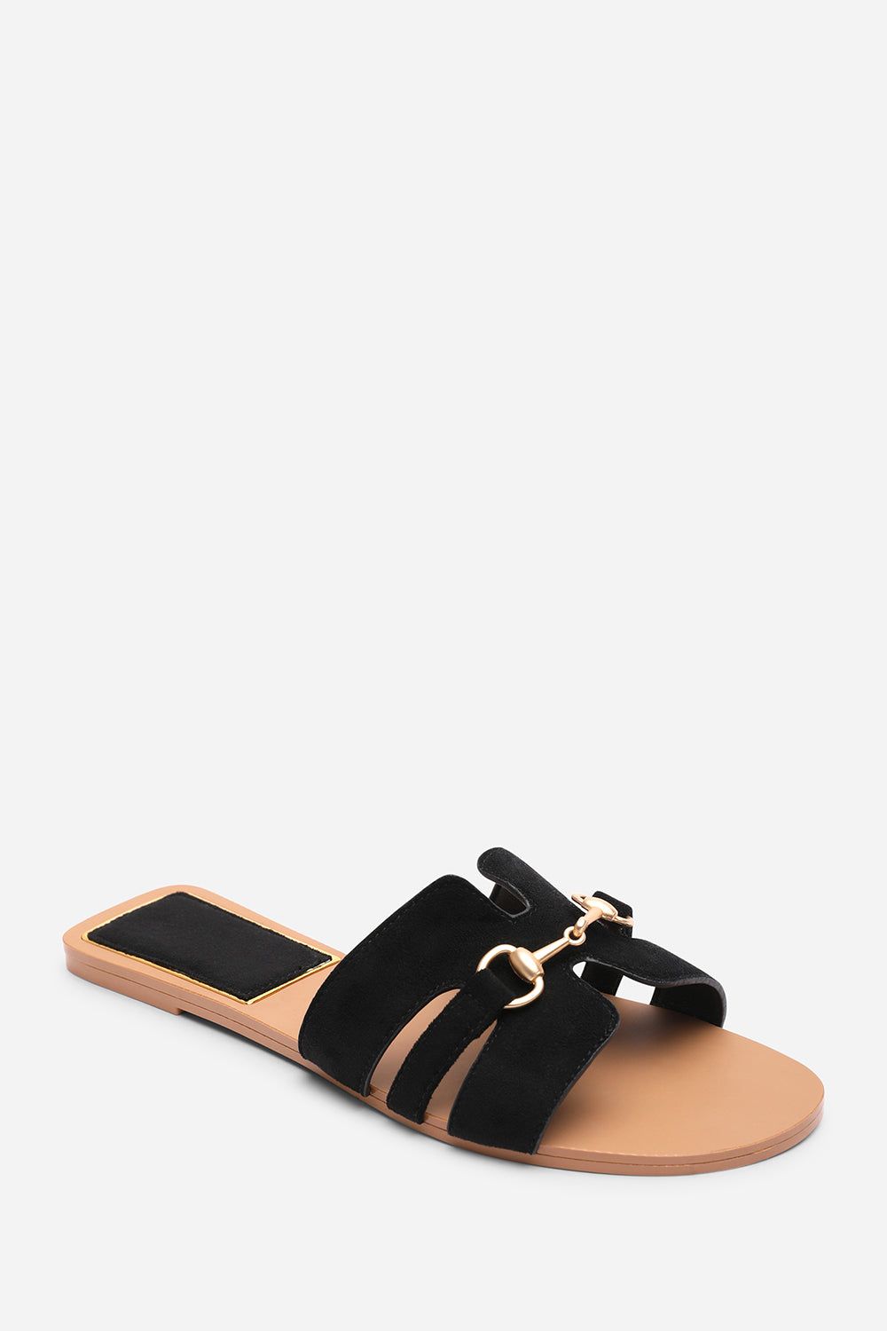 Where's That From Aderin' Cut Out Detail Strap Flat Sliders