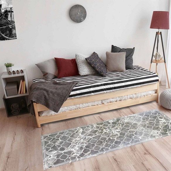 Vinyl Teppich »Richard«, BxL:180 cm x 68 cm, grau|weiß