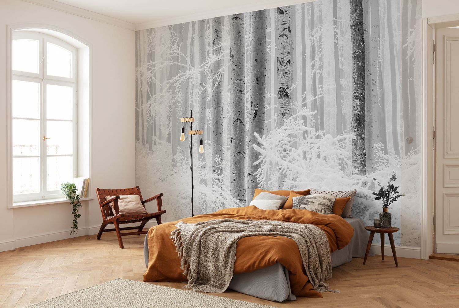 Sanders & Sanders fotobehang bos grijs en wit - 400 x 280 cm - 612450