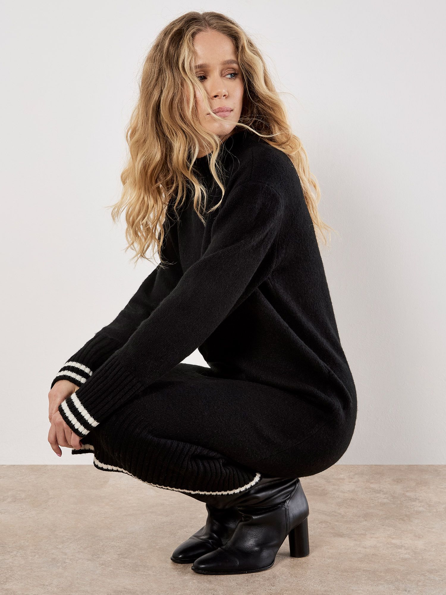 Apricot Tipped Knitted Jumper Midi Dress