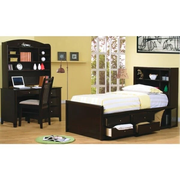 Patricia Cappucino Wood Computer Desk with Hutch Set