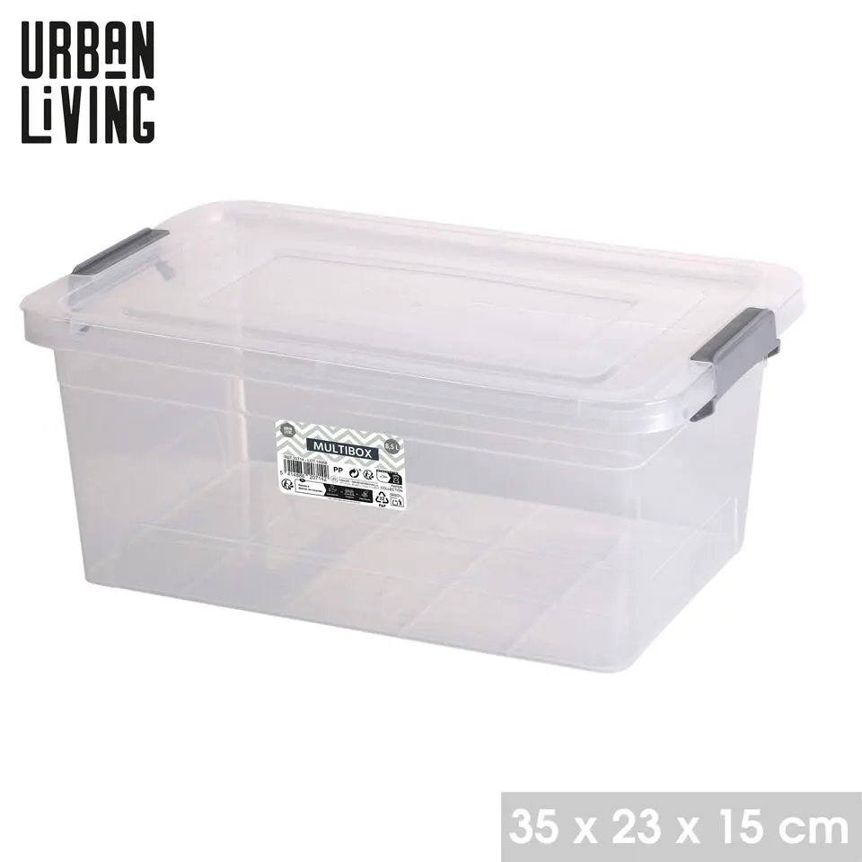 Urban Living Opberg box - 8,5L - 35 x 23 x 15cm - deksel en clips
