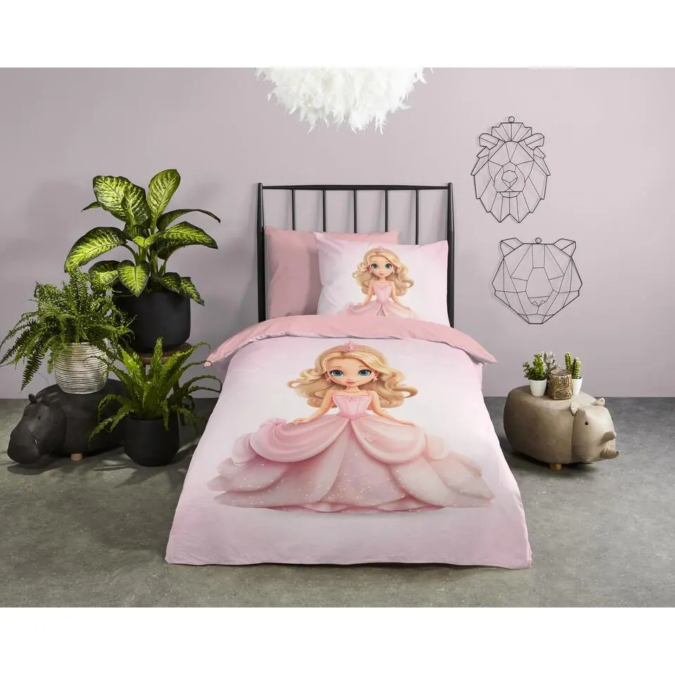 Pure dekbedovertrek prinses - 1 persoons 140x200/220 cm - Roze - Microvezel
