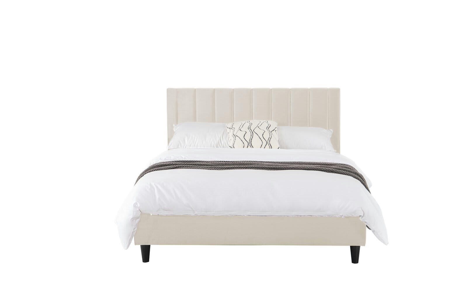 CAMBRIDGE - Lit 140x190 cm en velours beige