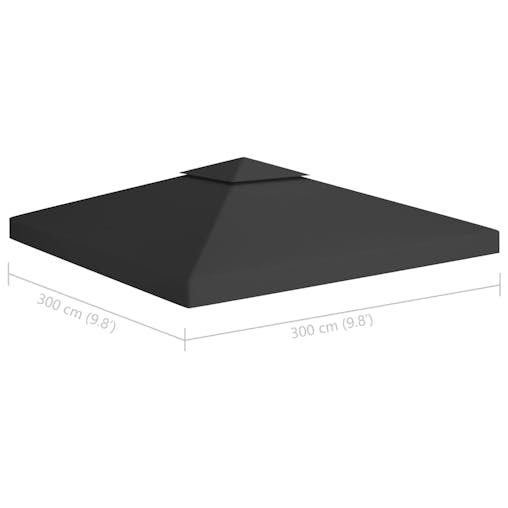 NNEVL 2-Tier Gazebo Top Cover 310 g/m&sup2; 3x3 m Black