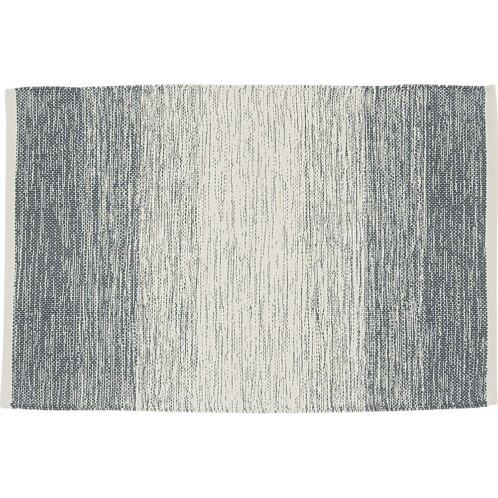 Tapis rectangulaire dégradé rayure blanche et bleue