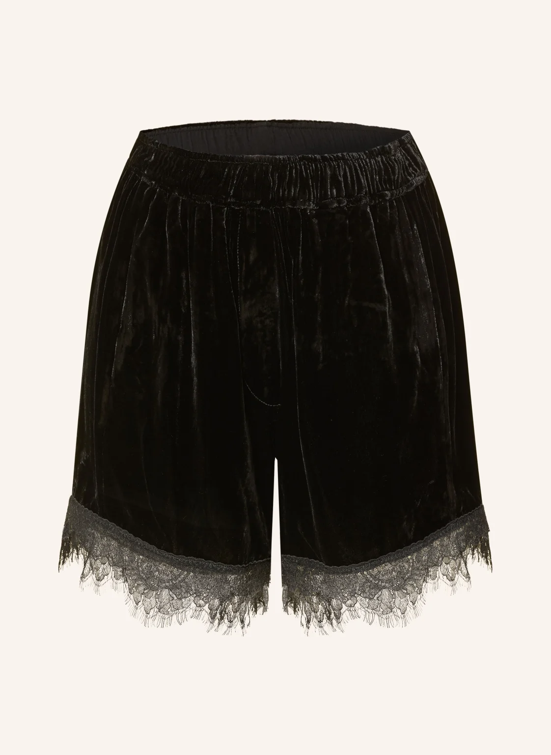GANNI Samtshorts mit Spitze