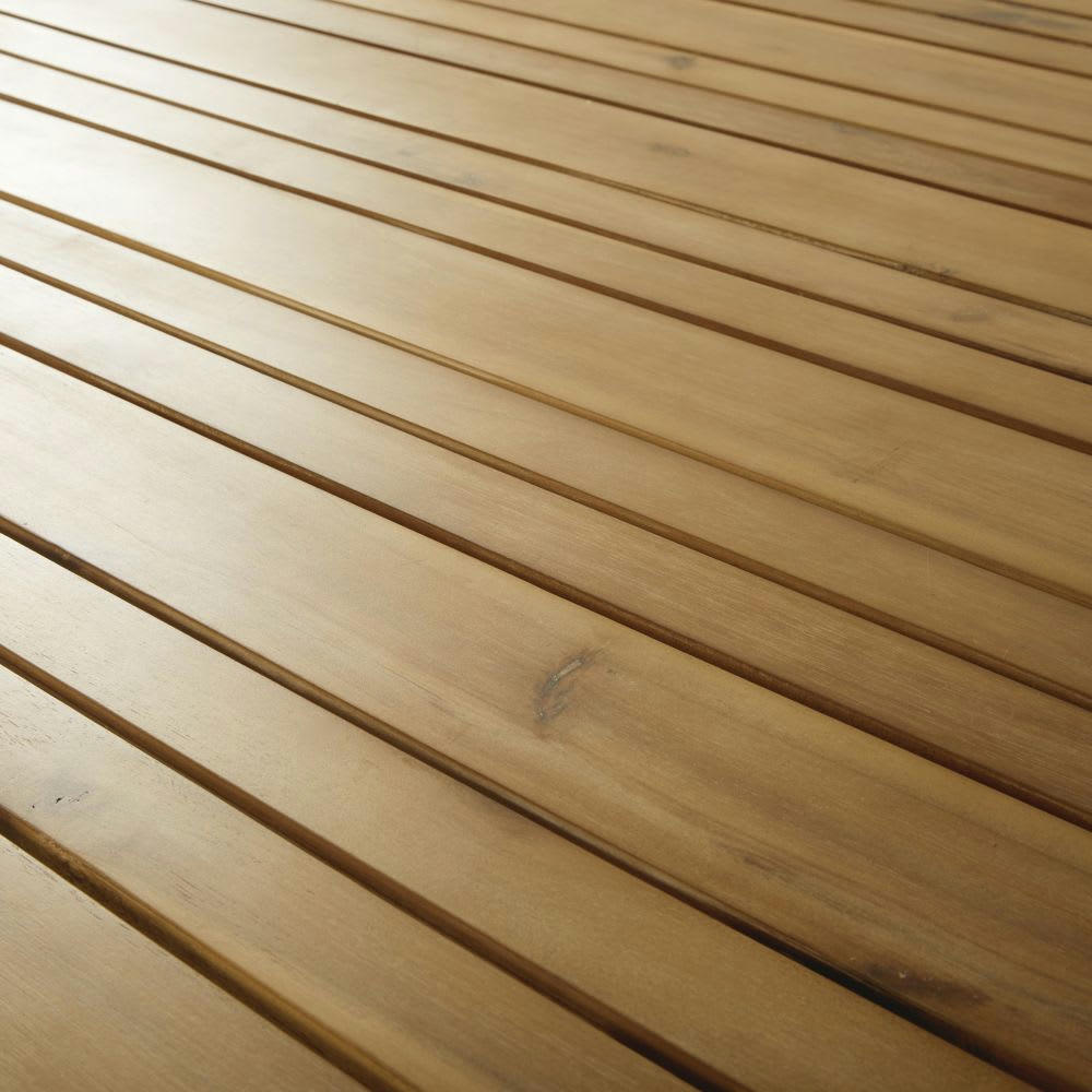 Salvia - Table de jardin en acacia massif coloris imitation teck et aluminium vert kaki 8 personnes