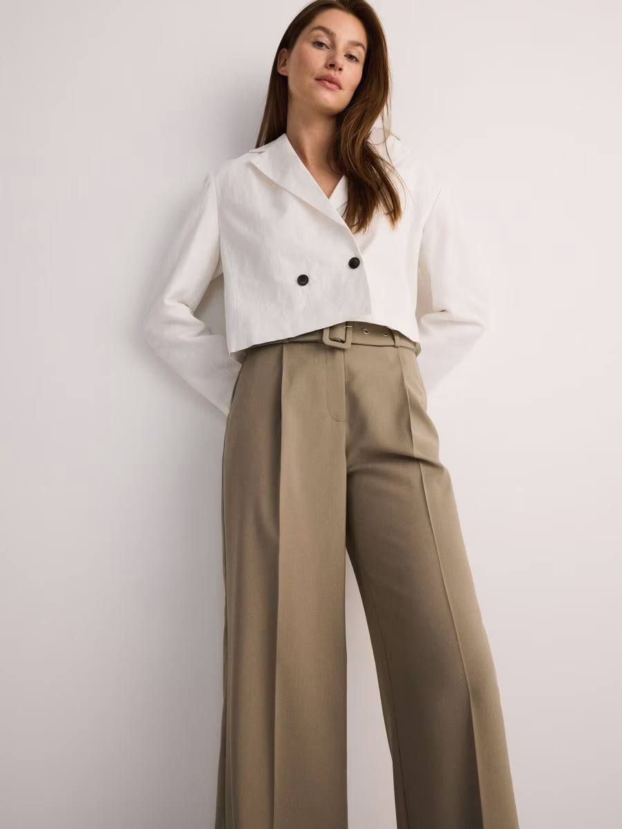 Trousers With Tie Waist Belt