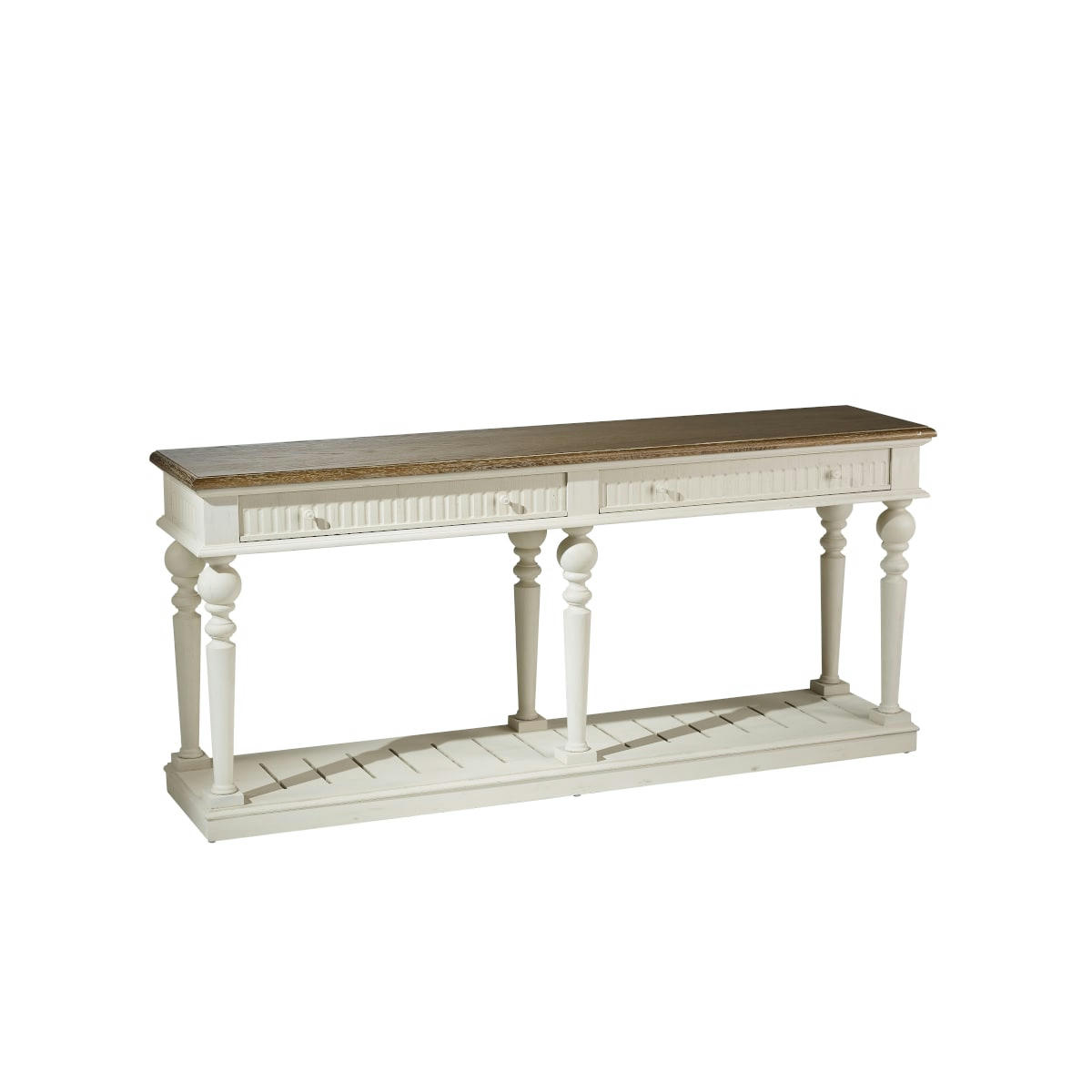 AUDE - AUDE - Console drapier en bois massif, 2 tiroirs blanc