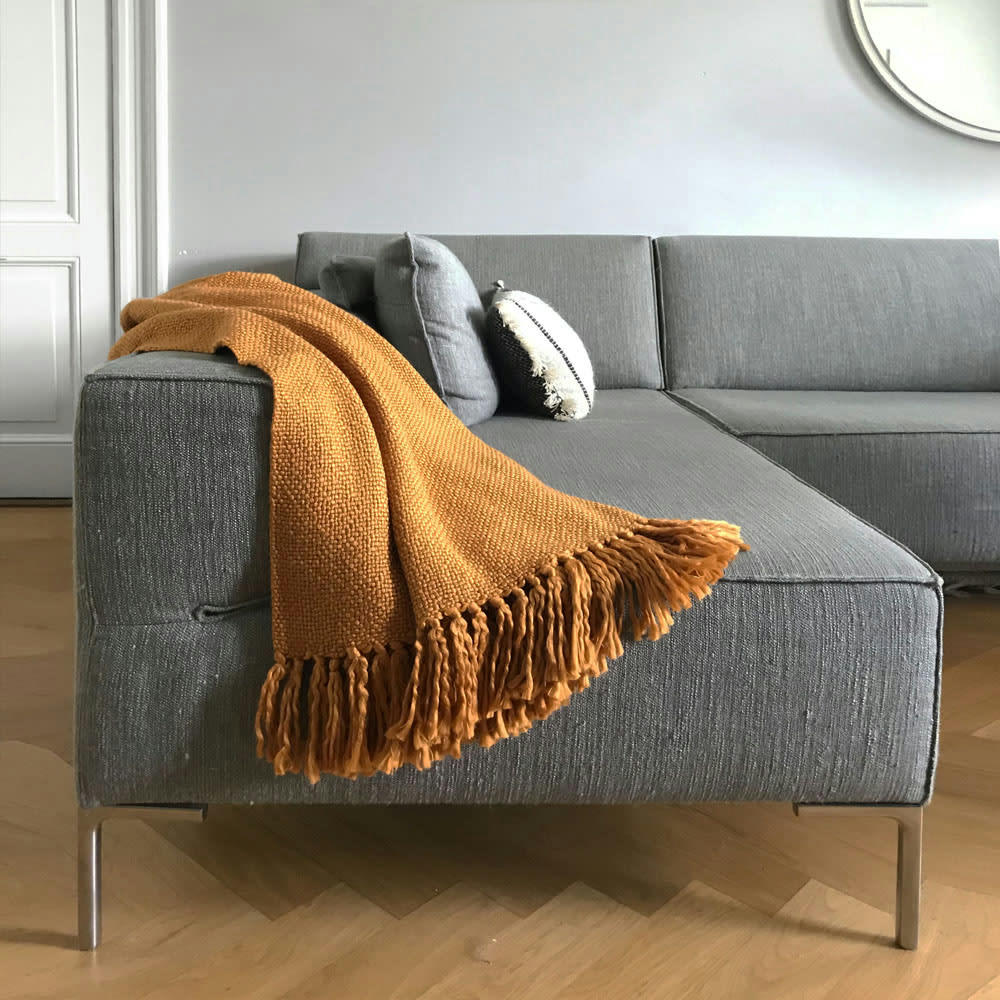 SOLID - Plaid jaune inca 125x150