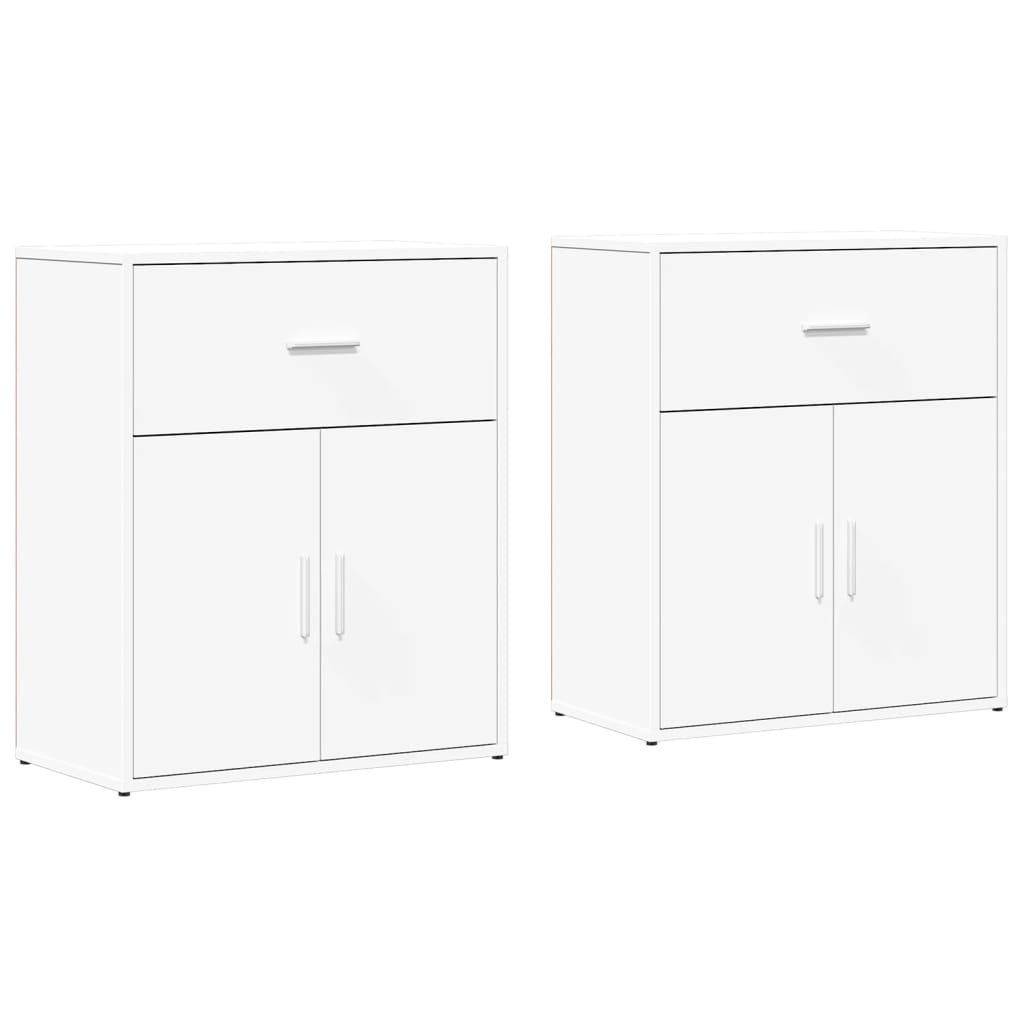 2x Szafka Biała z Drzwiami 60x31x70 cm do Salonu Pokoju Sypialni