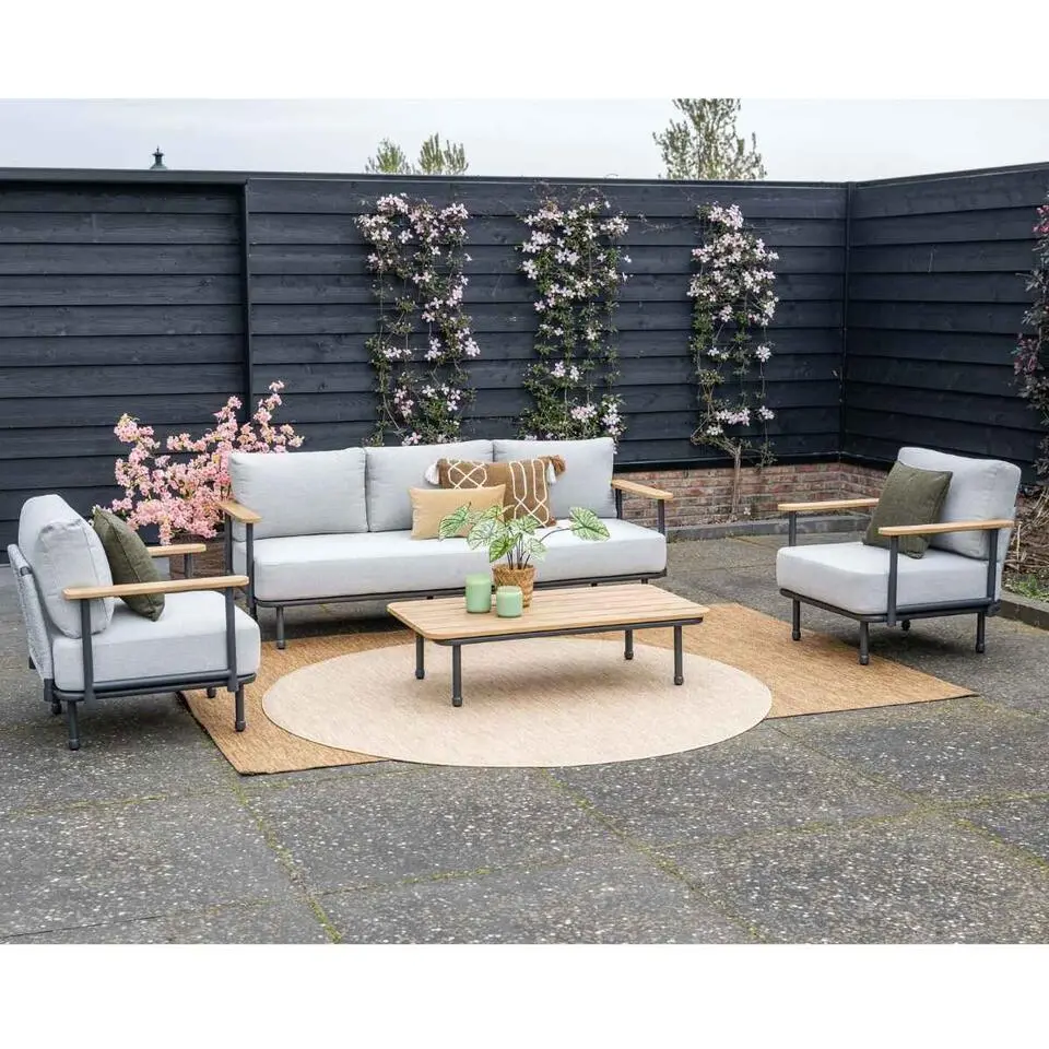 Ripalta aluminium loungeset - carbon black - valley sand