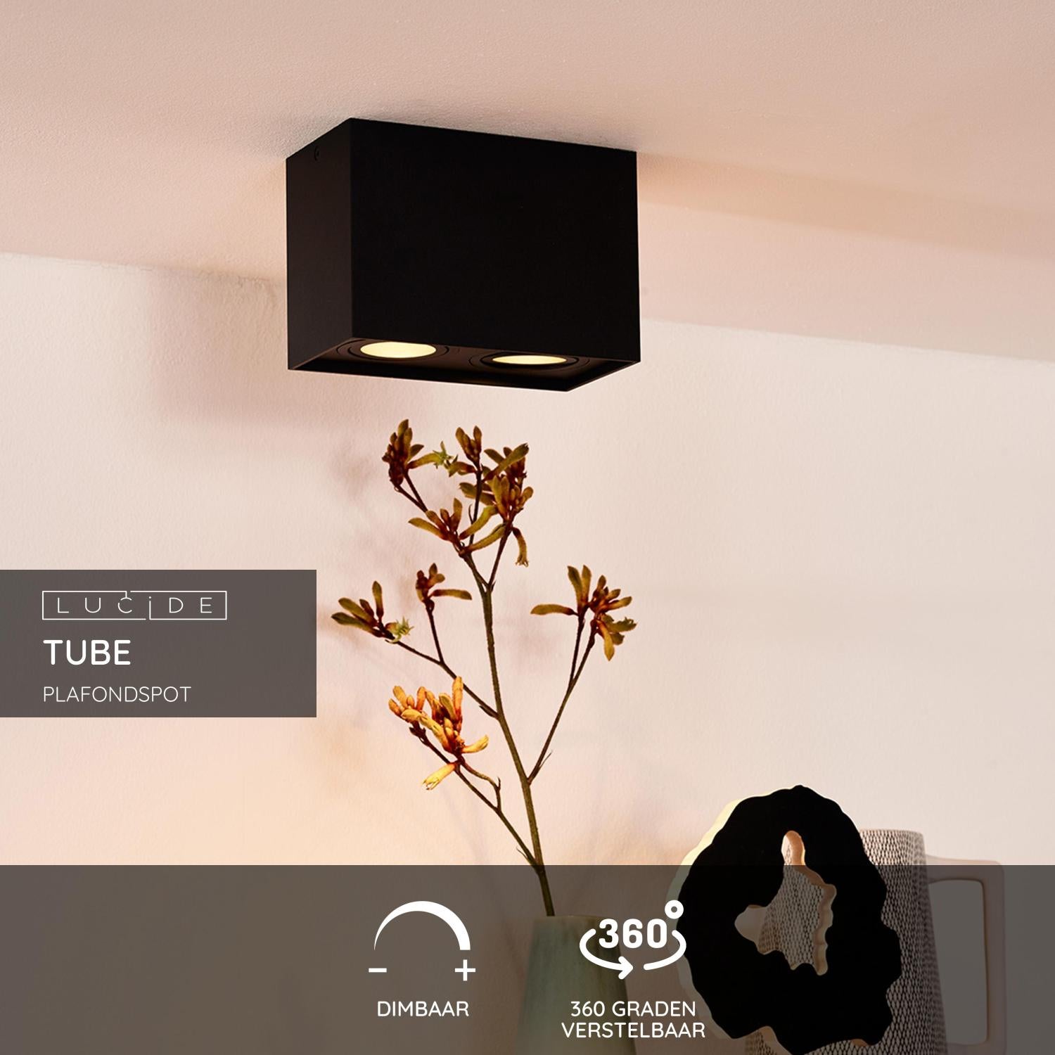 Lucide TUBE Plafondspot - Zwart