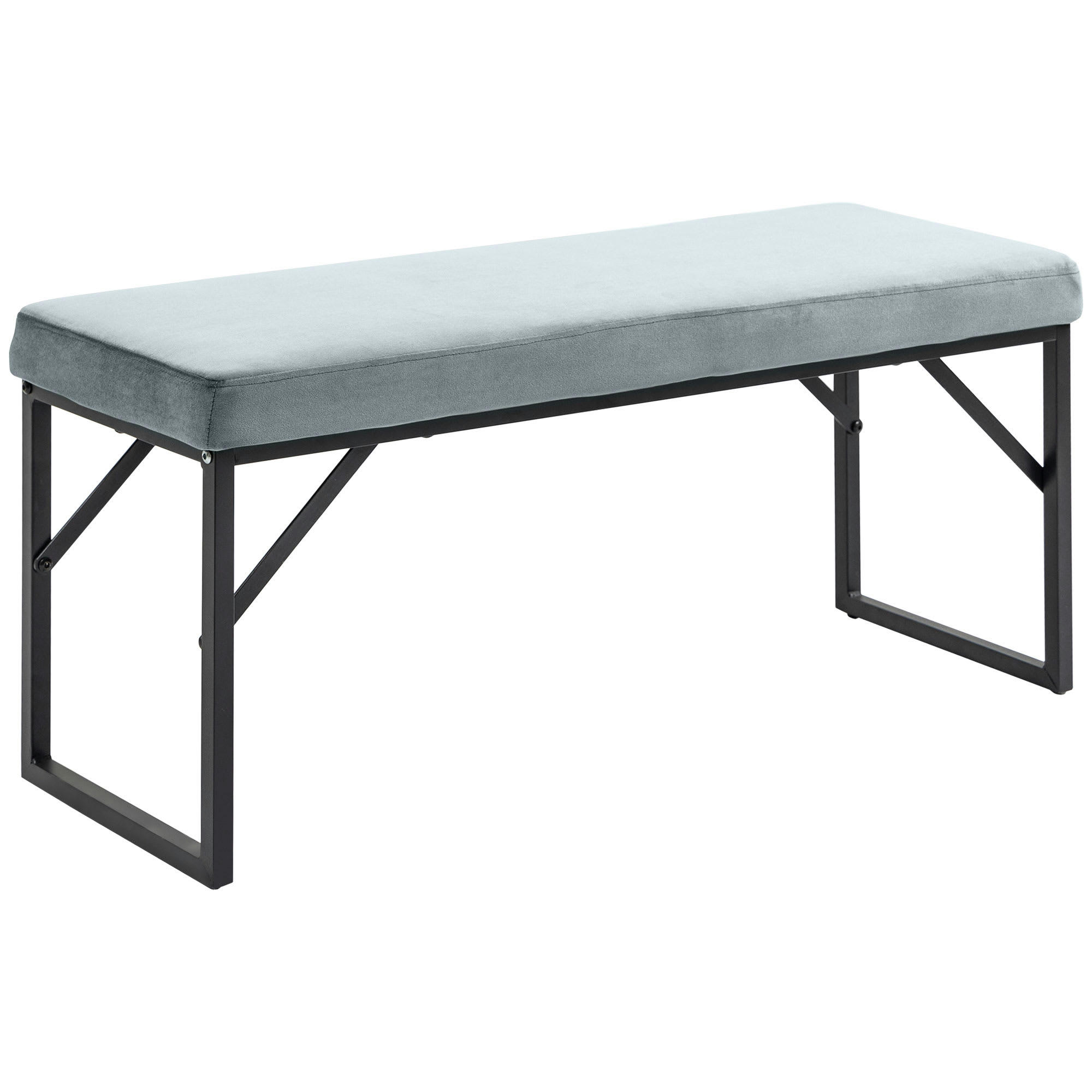 - Banc banquette design contemporain piètement acier noir velours gris