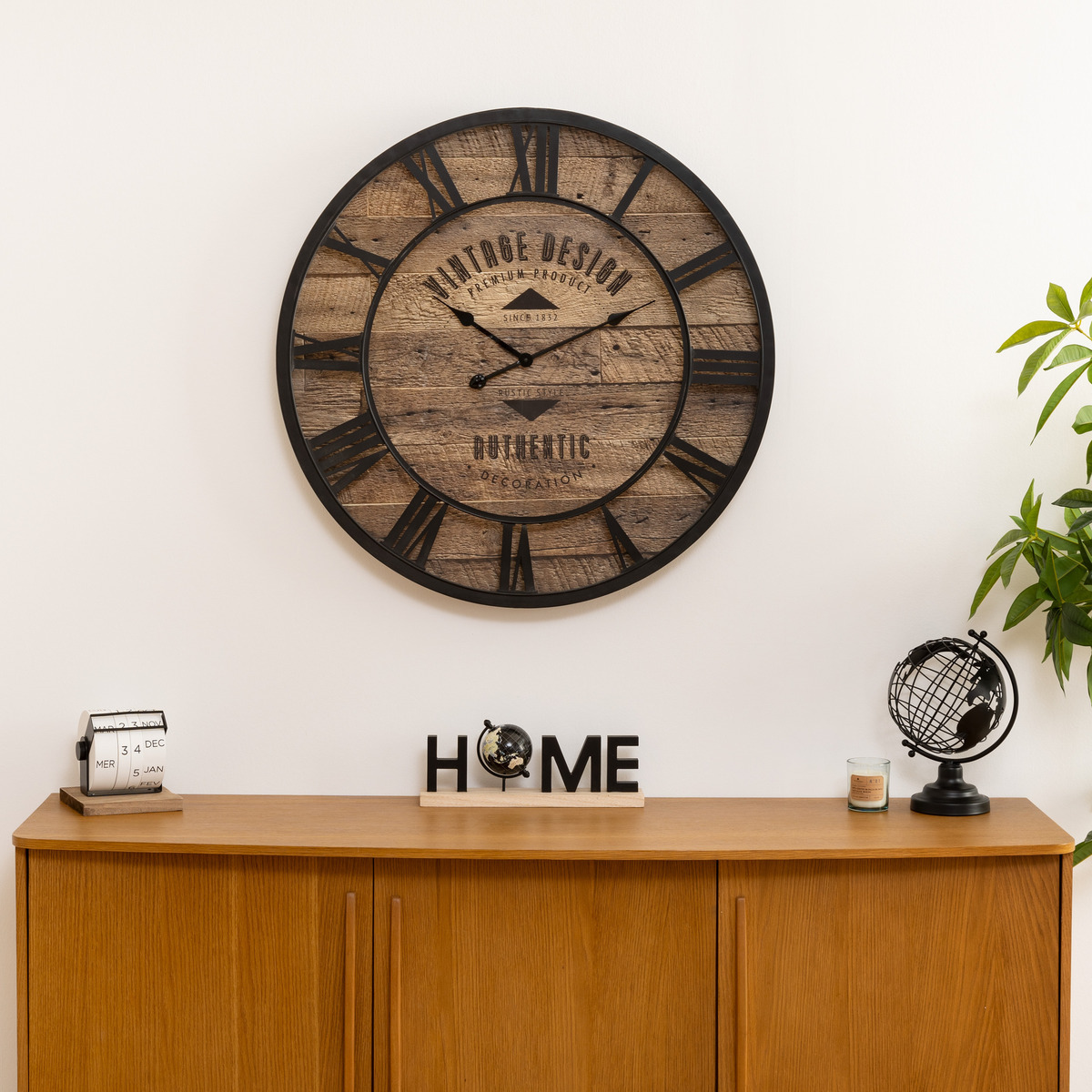 Clock"Oscar" Black, D.80 cm
