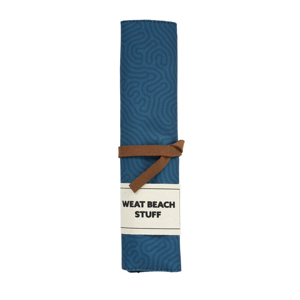 Couverts en bambou x3 pochette tissu bleu et orange