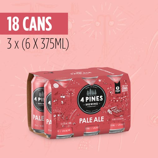 4 Pines Pale Ale, American Style Pale Ale, Hoppy & Crisp, 5.1% ABV, 375mL (Case of 18 Beer Cans)