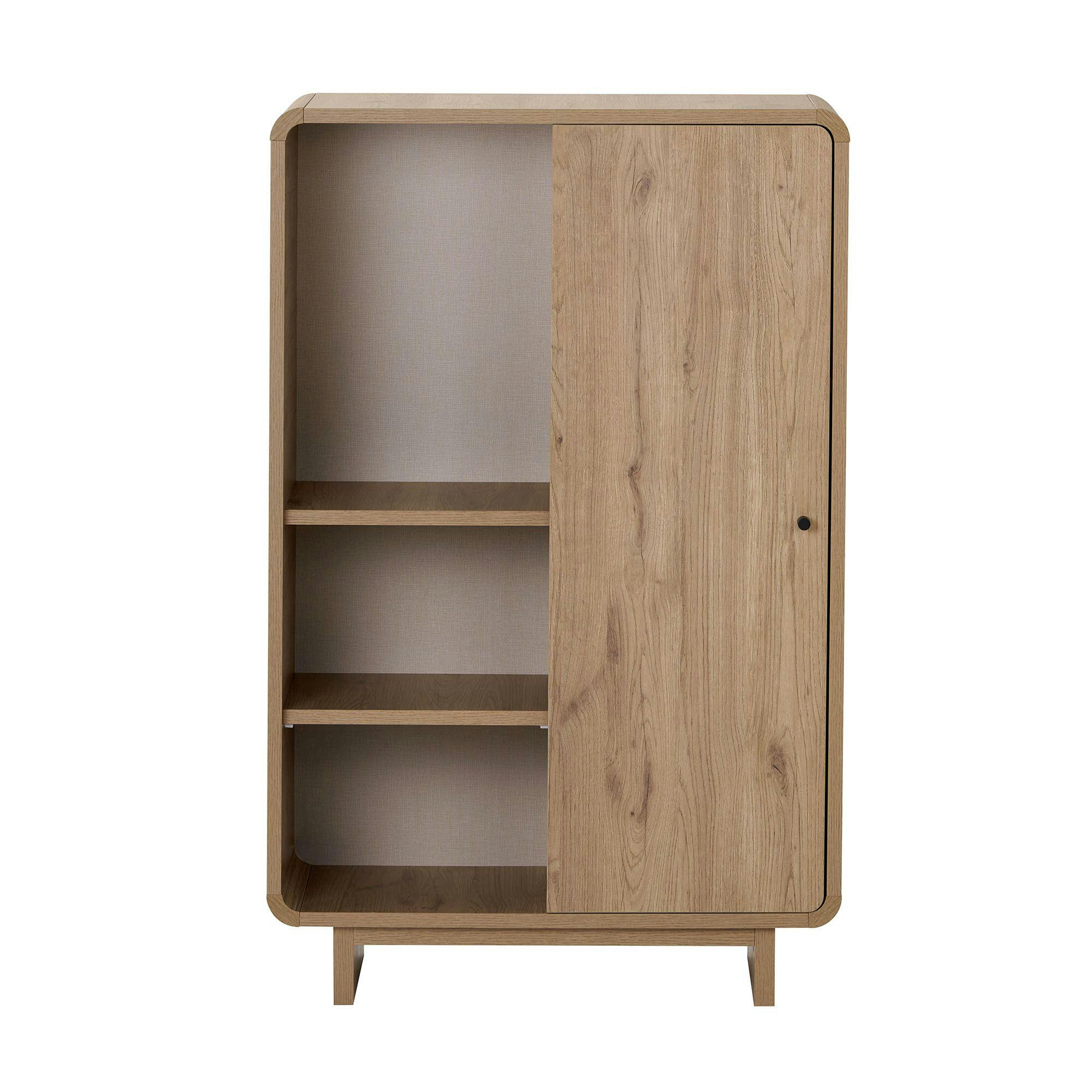 Buffet haut moderne décor chêne 1 porte 3 étagères MARFA