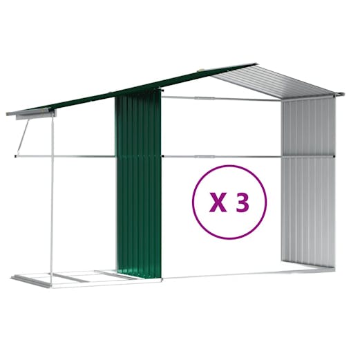 NNEVL Garden Shed Green 277x365.5x179 cm Galvanised Steel