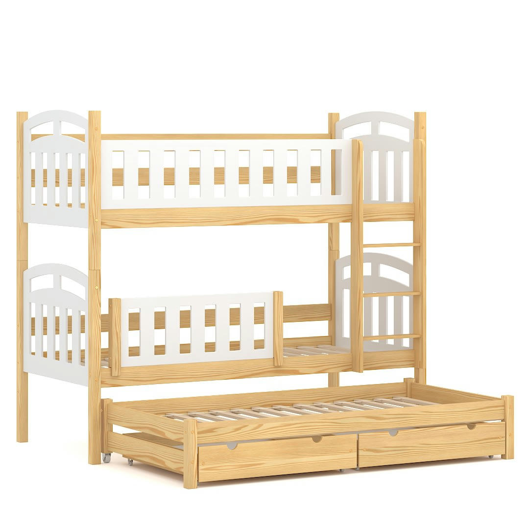 - Lit superposé en pin massif&MDF 190x90 naturel