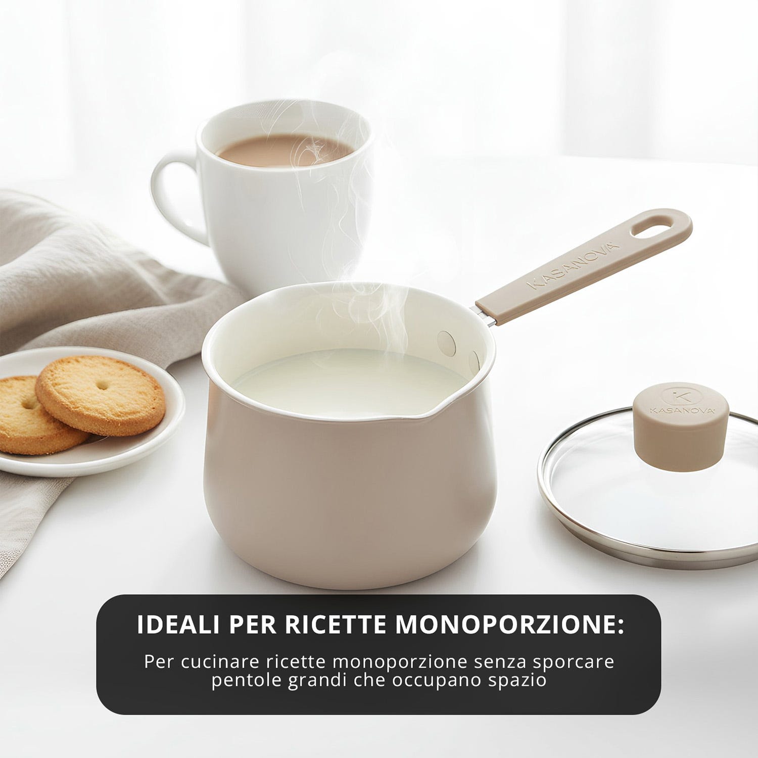 Bollilatte 13 cm Mini Fantasy con coperchio beige
