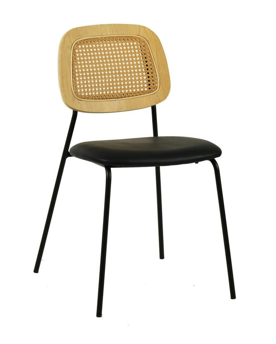 MEMPHIS - Lot de 2 Chaises de repas en simili cuir noir