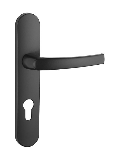 Ensemble de poignées pour porte palière Sultane trou de cylindre, carré 7mm, entr'axes 195mm, noir - THIRARD