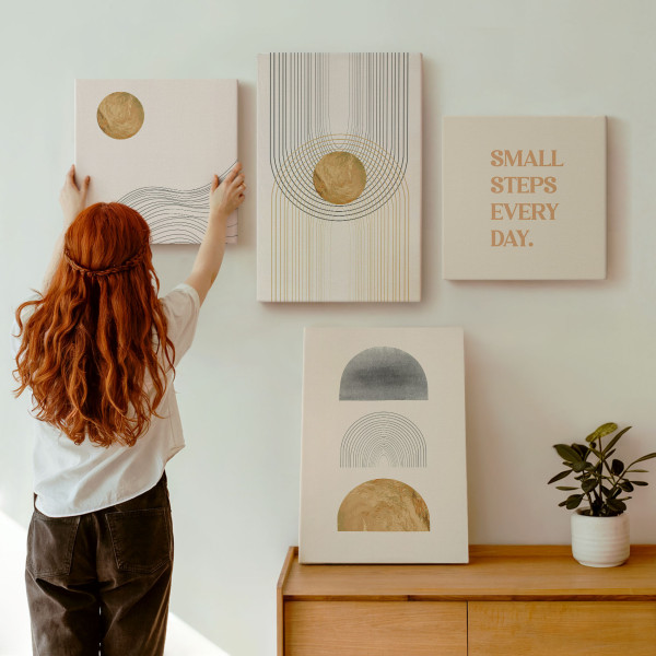 Obraz canvas 4 częściowy Geometria napis |40x40, 40x60| Wallfluent