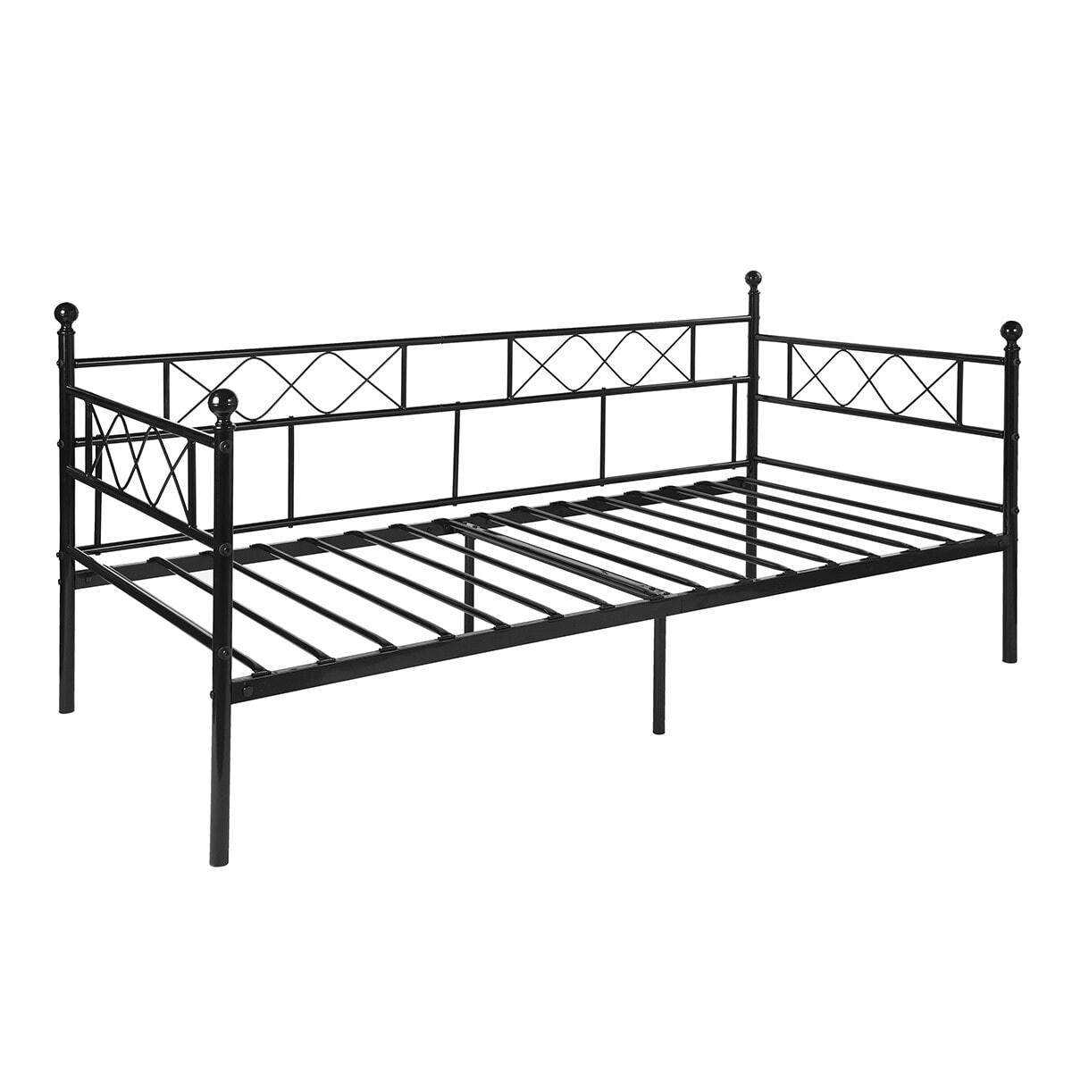 - Cadre de lit simple acier pour enfants adults 90 x 190 noir