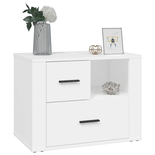 NNEVL Bedside Cabinet White 60x36x45 cm Engineered Wood