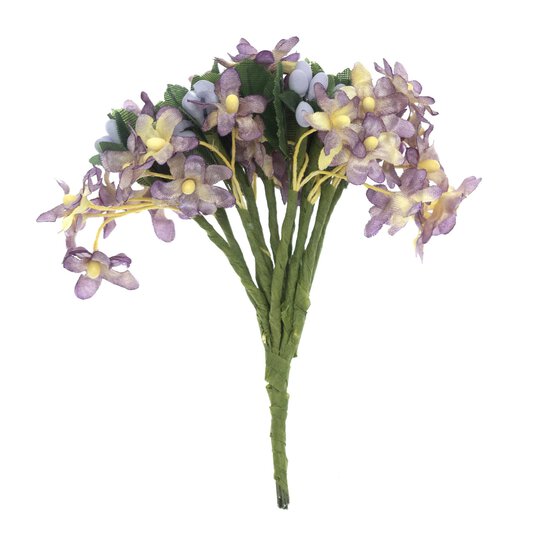 White and Purple Verbana Floral Pick 10cm