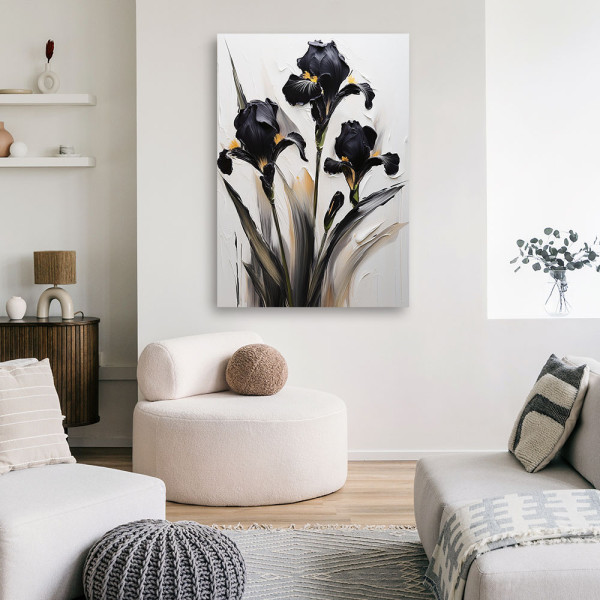 Feeby Obraz na płótnie, Czarne Irysy Kwiaty 40x60