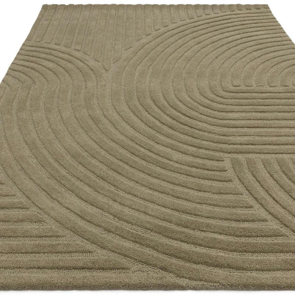 JOGAN - Tapis de salon en laine vert kaki 200x290 cm